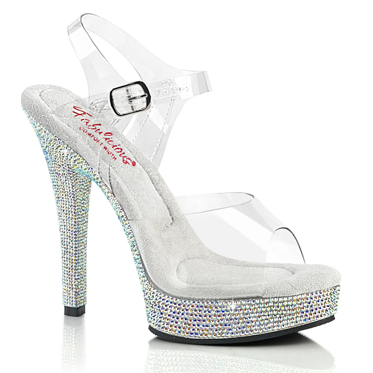 5 Inch Heel MAJESTY-508DM Clear Rhinestones