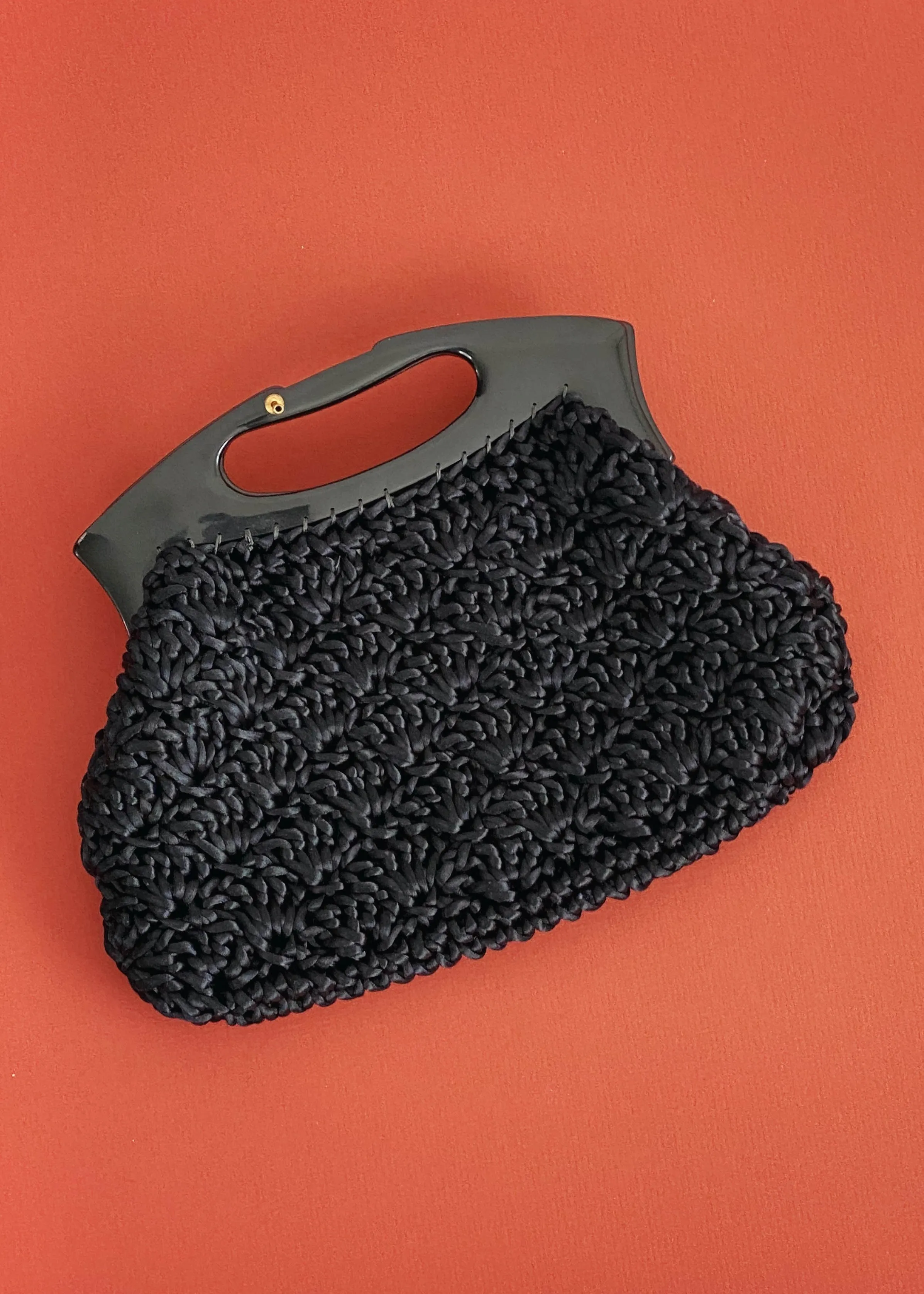 60’s Black Woven Clutch