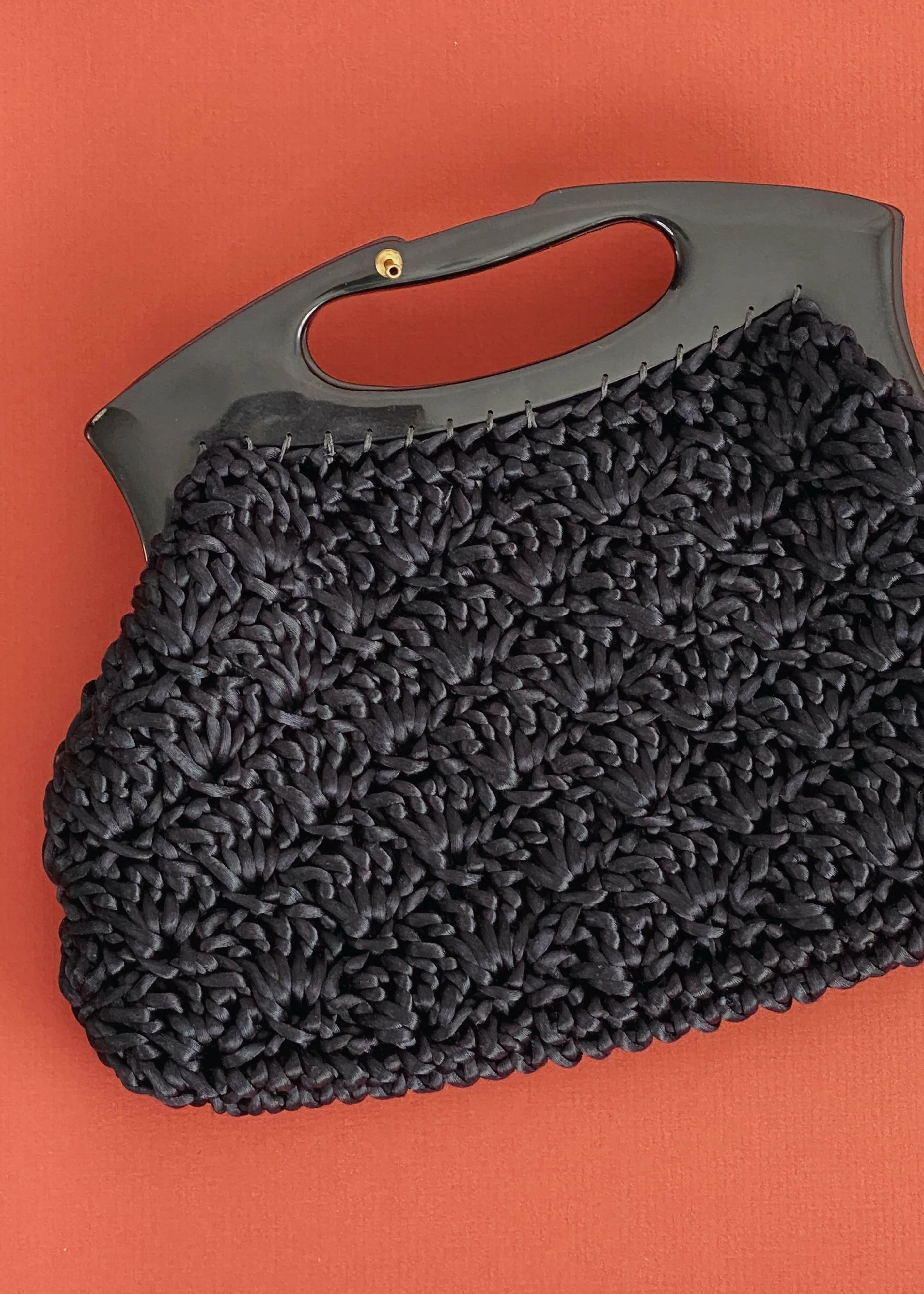 60’s Black Woven Clutch