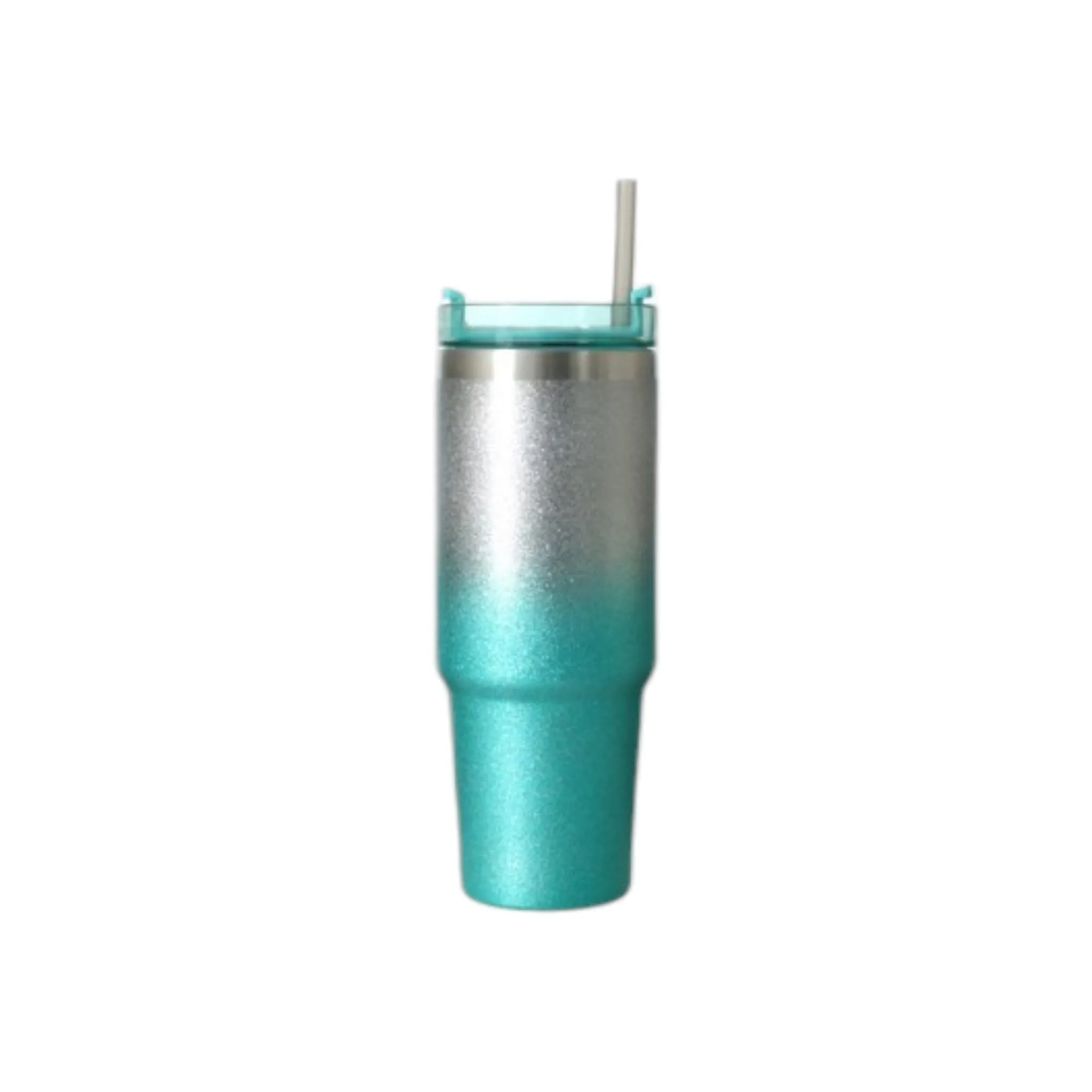 900ml Textured Glitter Thermos Flask with Straw 2-Tone Vacuum Insulated