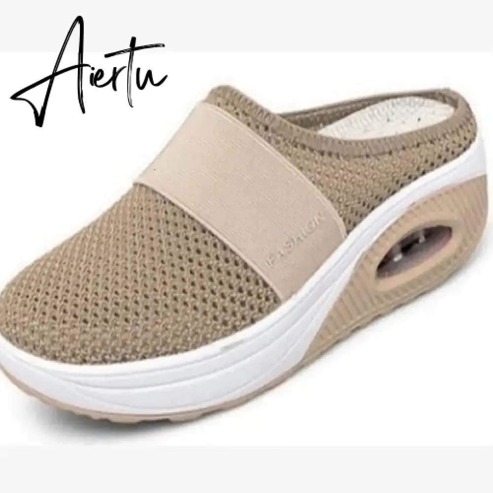 Aiertu Mesh Sandals Women Shoes Women Head Semi-Slipper Outdoor Breathable Light Walking Platform Shoes Slides Zapatos De Mujer