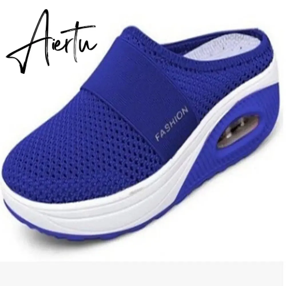 Aiertu Mesh Sandals Women Shoes Women Head Semi-Slipper Outdoor Breathable Light Walking Platform Shoes Slides Zapatos De Mujer