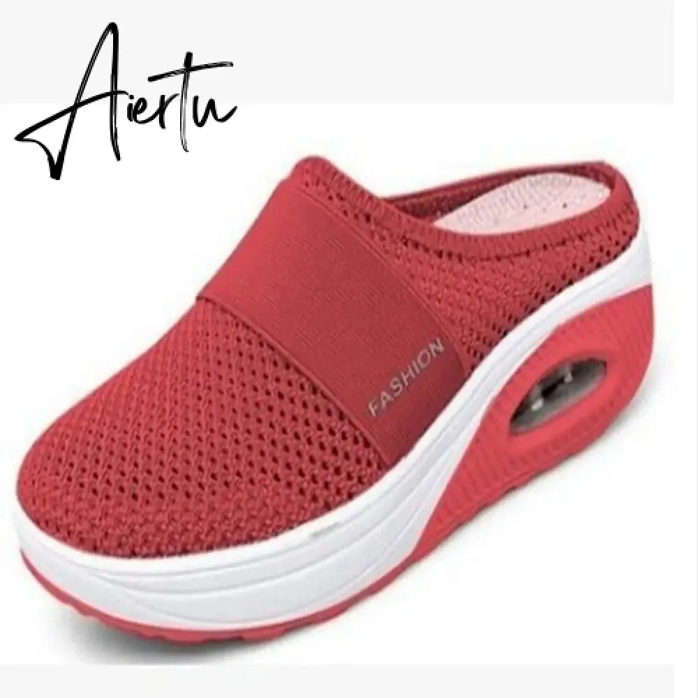 Aiertu Mesh Sandals Women Shoes Women Head Semi-Slipper Outdoor Breathable Light Walking Platform Shoes Slides Zapatos De Mujer