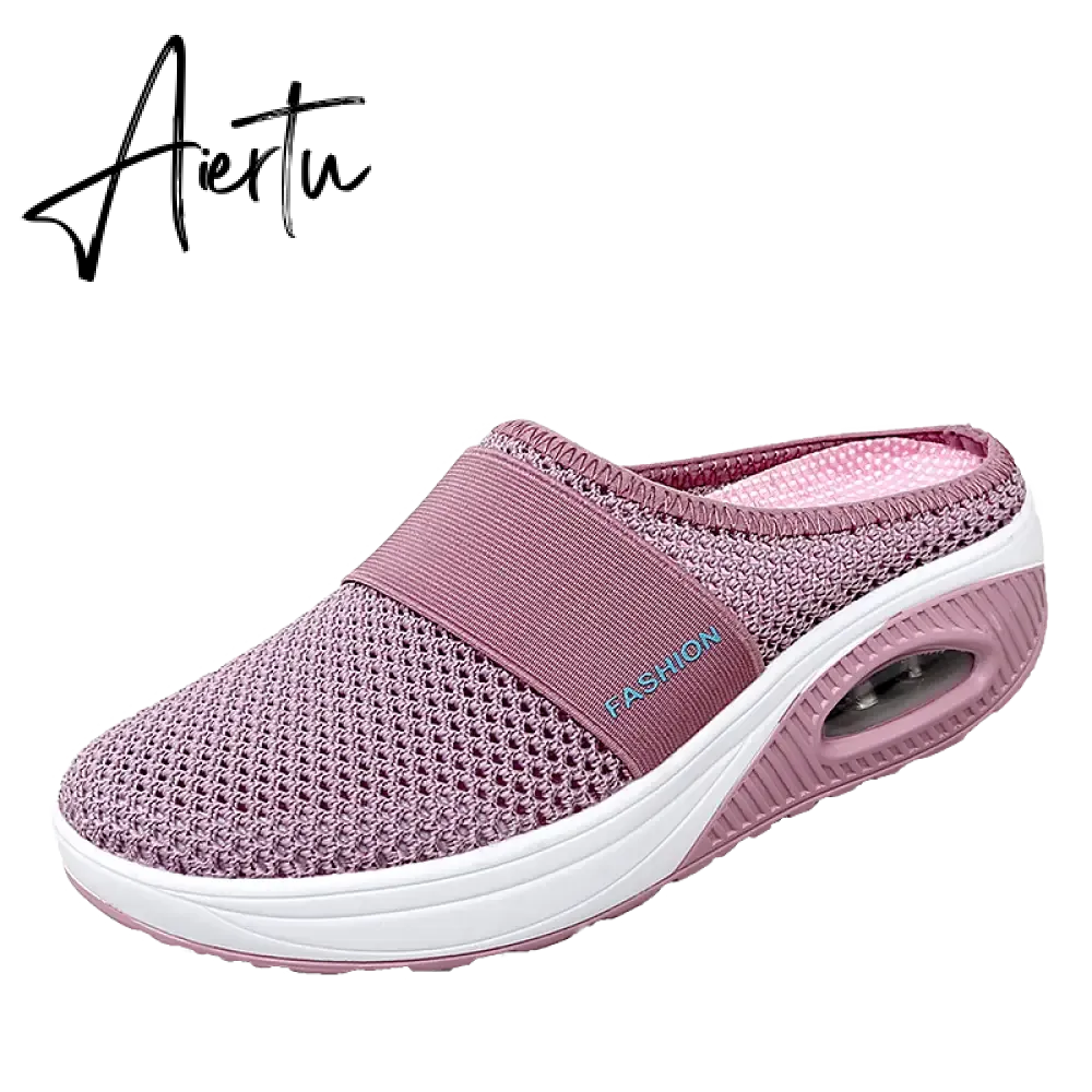 Aiertu Mesh Sandals Women Shoes Women Head Semi-Slipper Outdoor Breathable Light Walking Platform Shoes Slides Zapatos De Mujer