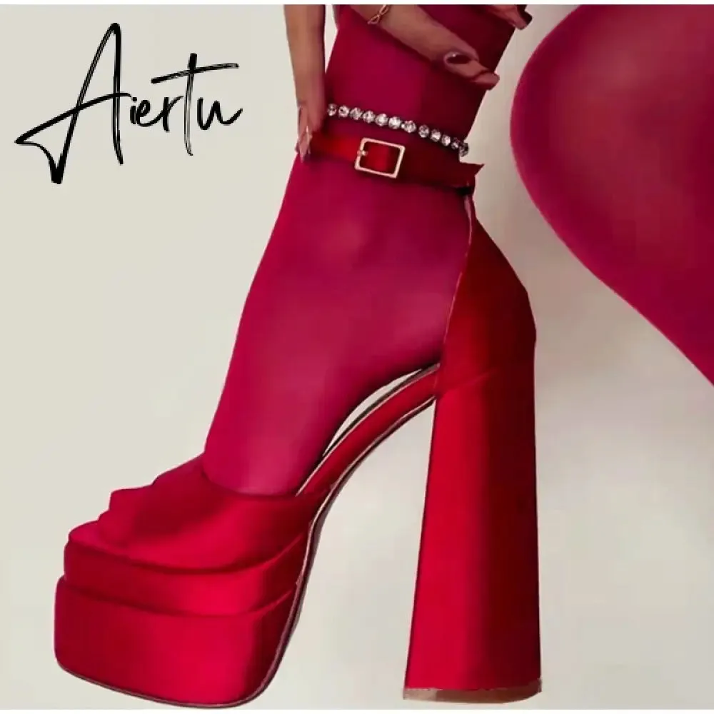 Aiertu Summer Sexy Women's Party Nightclub Shoes Banquet Platform Sandals Women Shoes Super High Heels Wedding Shoes Plus Size 35-43