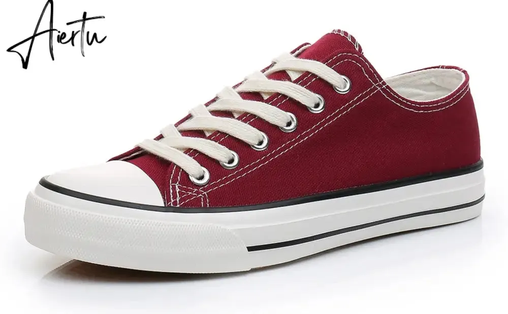 Aiertu Women Shoes New Retro Lowtop Sneakers Shoes for Women Canvas Round Toe Cross-tied Causal Flats Shoes