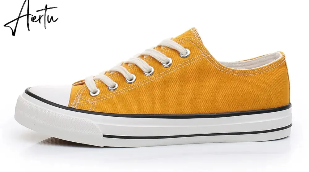 Aiertu Women Shoes New Retro Lowtop Sneakers Shoes for Women Canvas Round Toe Cross-tied Causal Flats Shoes