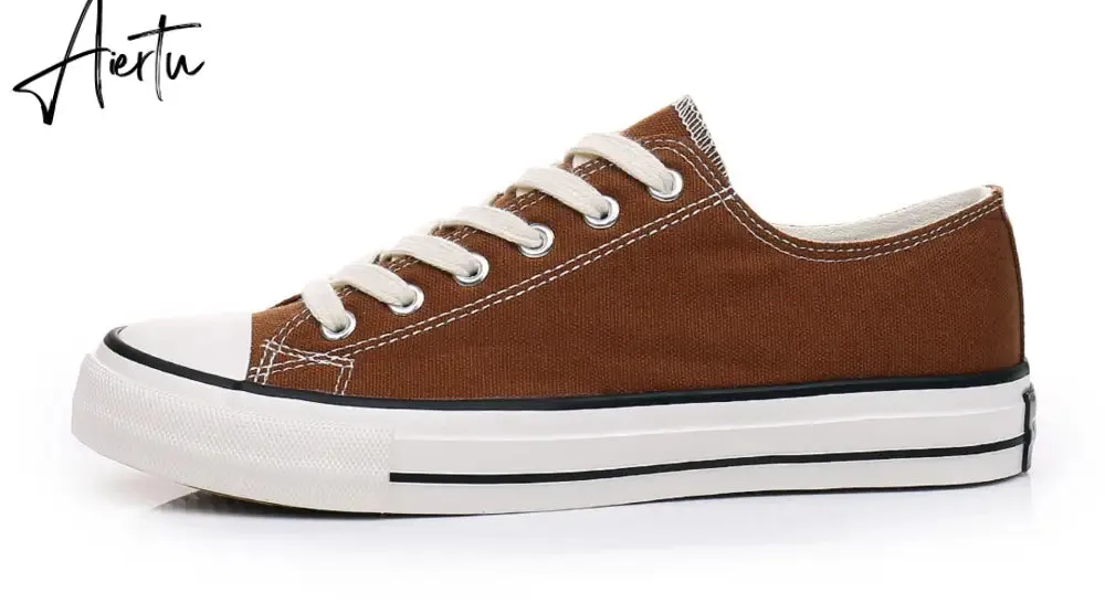 Aiertu Women Shoes New Retro Lowtop Sneakers Shoes for Women Canvas Round Toe Cross-tied Causal Flats Shoes