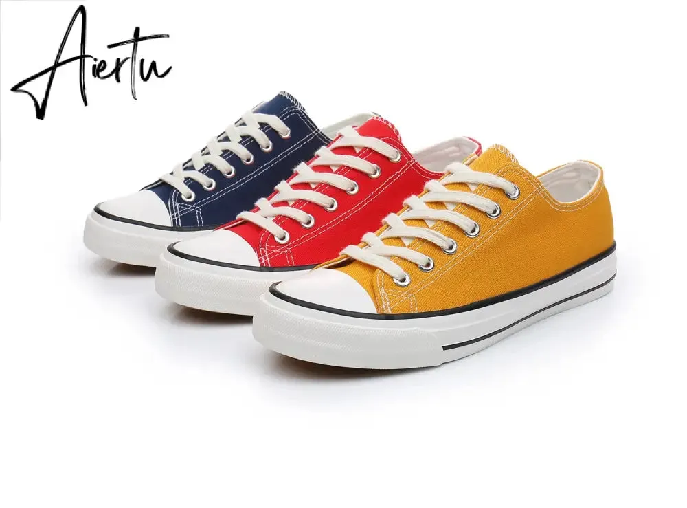 Aiertu Women Shoes New Retro Lowtop Sneakers Shoes for Women Canvas Round Toe Cross-tied Causal Flats Shoes