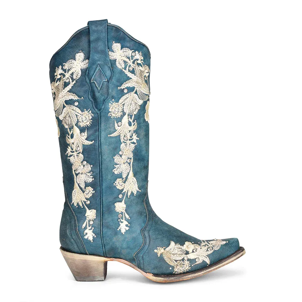 Brooke Blue Floral Embroidery Corral