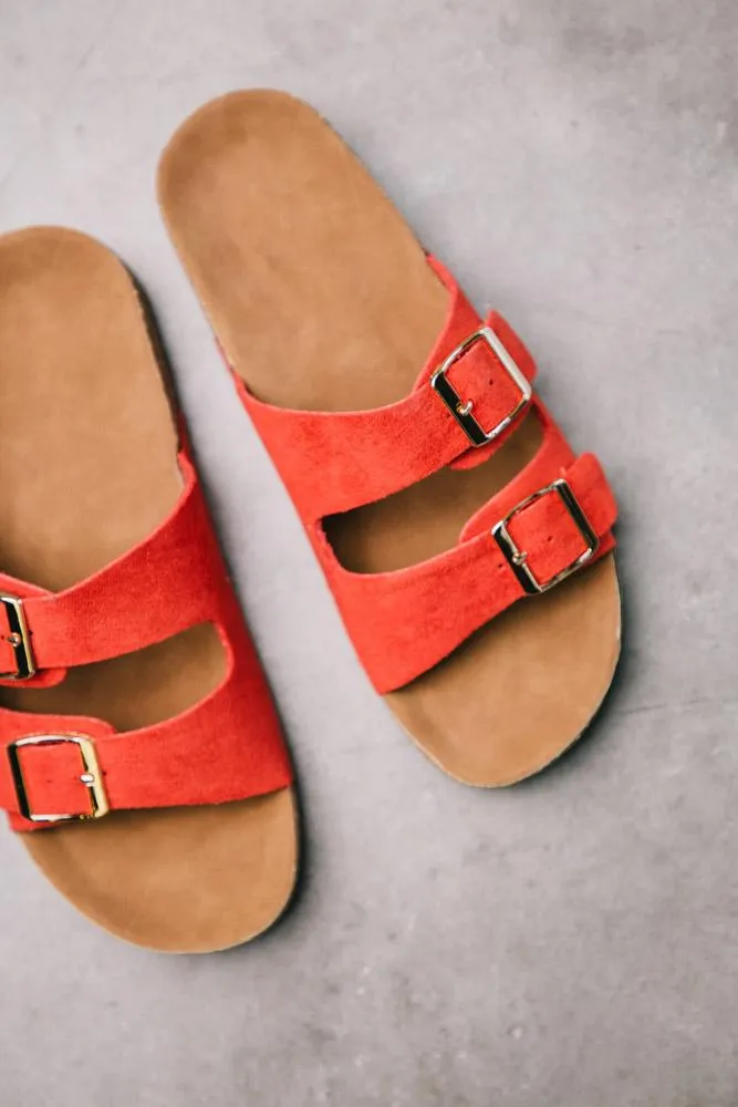 Buckle Sandals in Red - FINAL SALE
