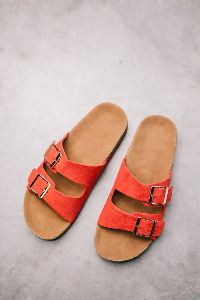 Buckle Sandals in Red - FINAL SALE