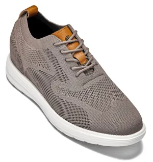 CALTO - X2638 - 2.8 Inches Taller (Khaki/Brown) - Lace Up Casual Walker - Lightweight