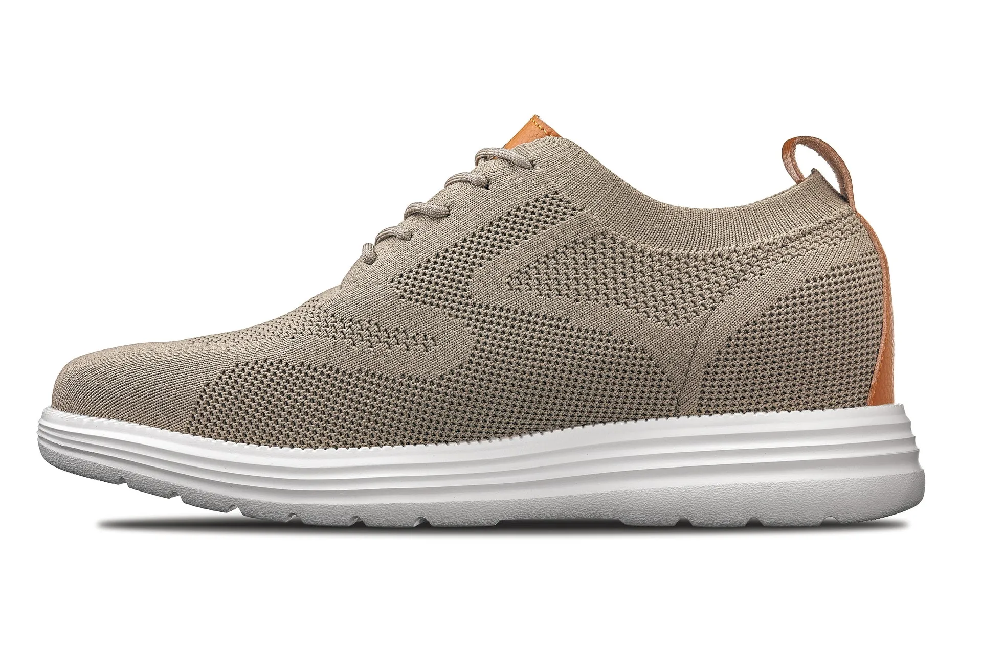 CALTO - X2639 - 2.8 Inches Taller (Khaki Green/Brown) - Lace Up Casual Walker - Lightweight