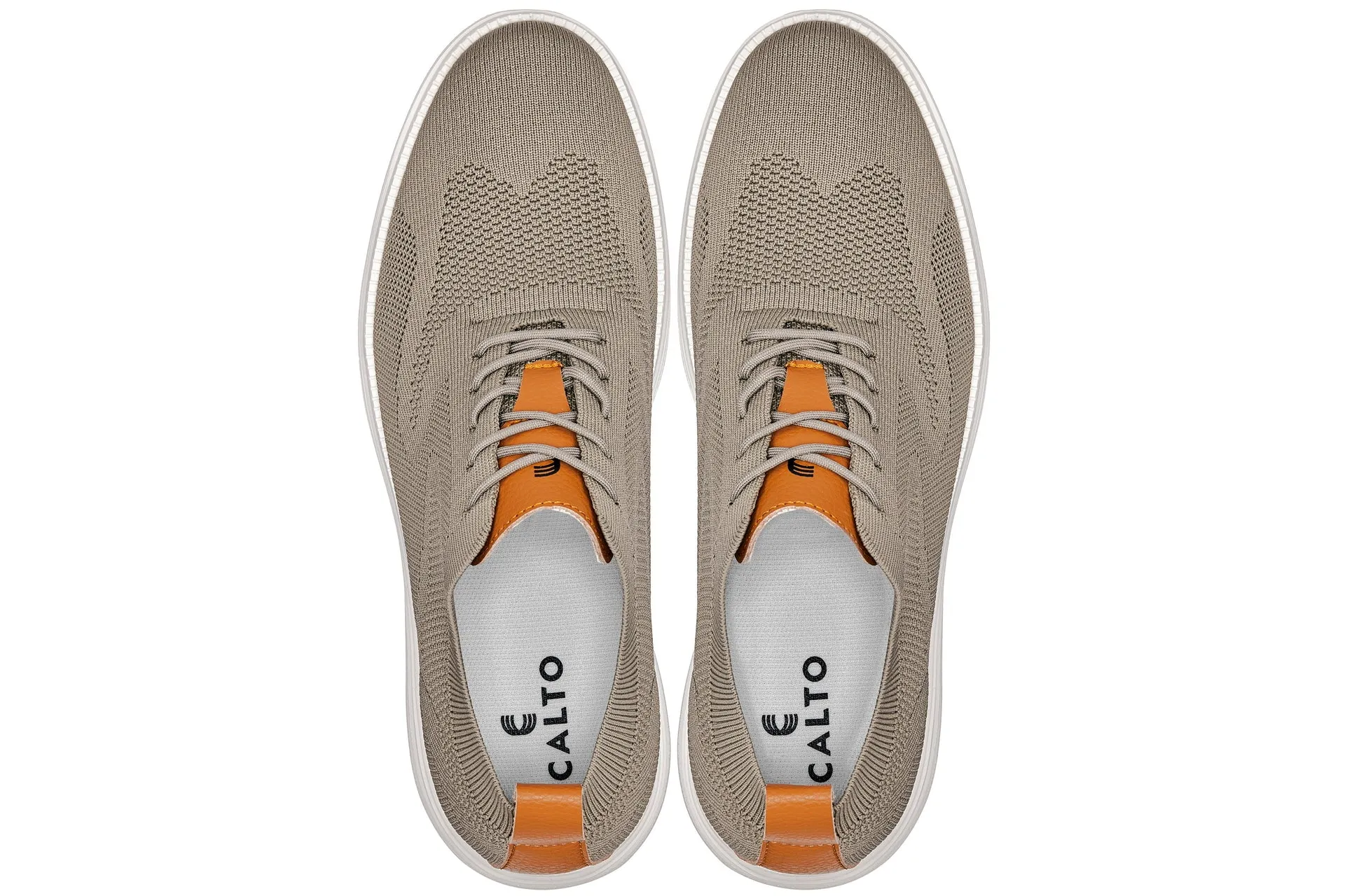 CALTO - X2639 - 2.8 Inches Taller (Khaki Green/Brown) - Lace Up Casual Walker - Lightweight