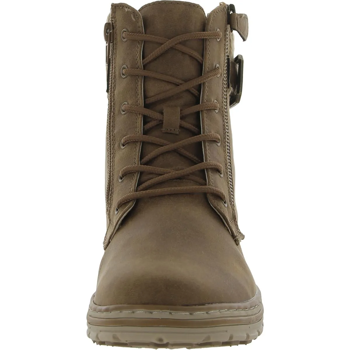 Cliffs by White Mountain Womens Kelsie Zipper Faux Leather Hiking Boots