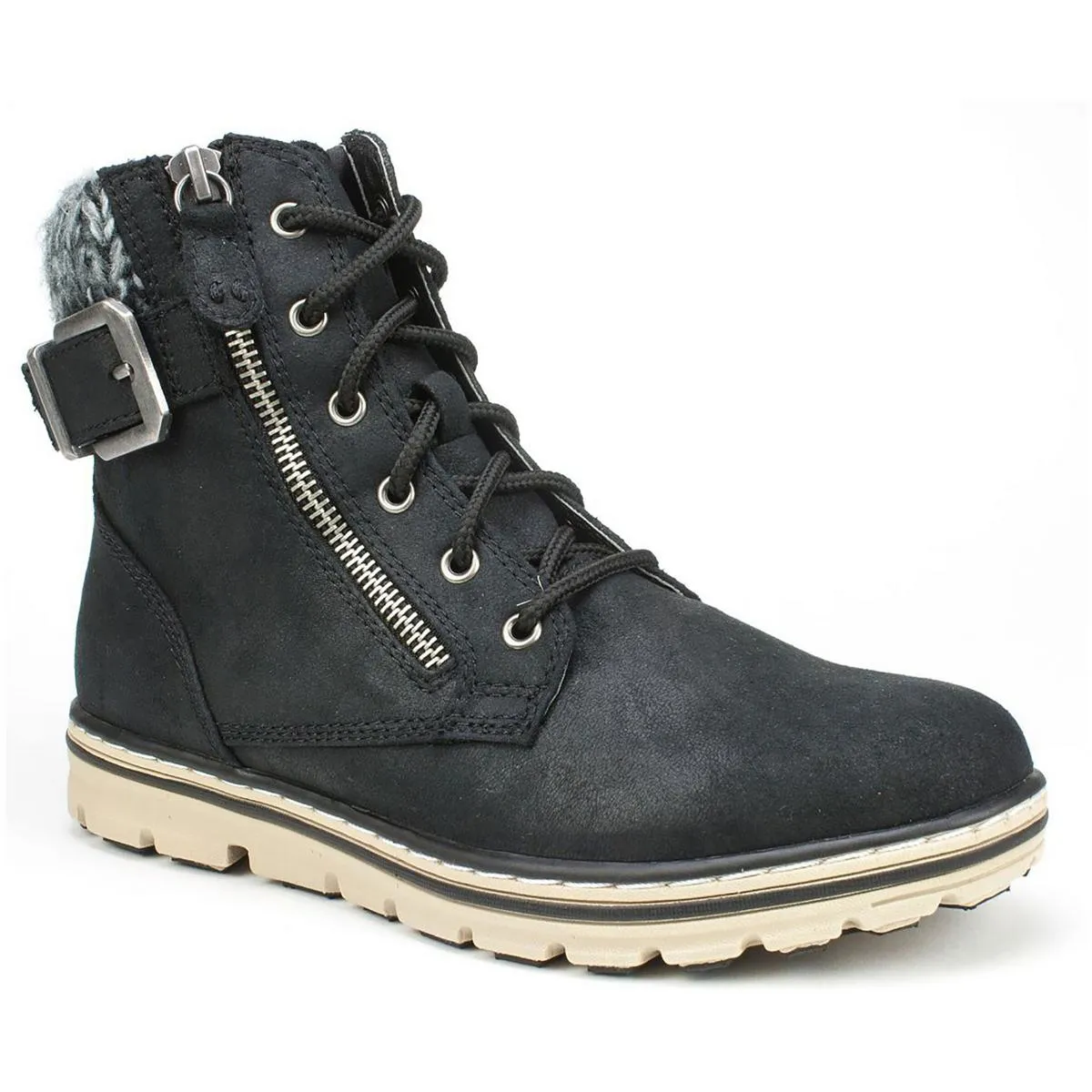 Cliffs by White Mountain Womens Kelsie Zipper Faux Leather Hiking Boots