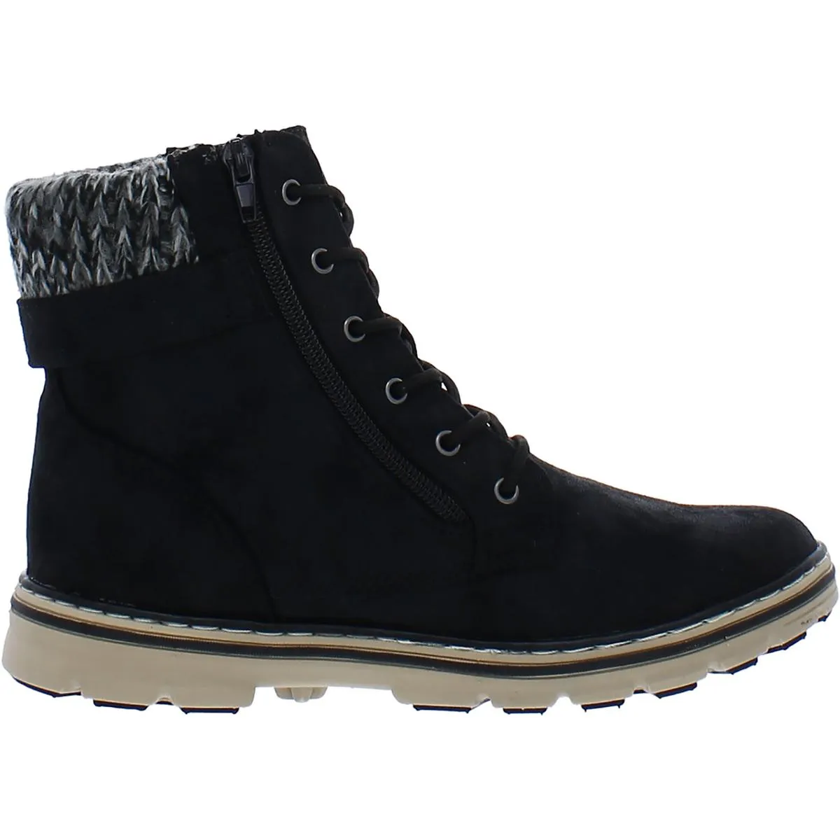 Cliffs by White Mountain Womens Kelsie Zipper Faux Leather Hiking Boots