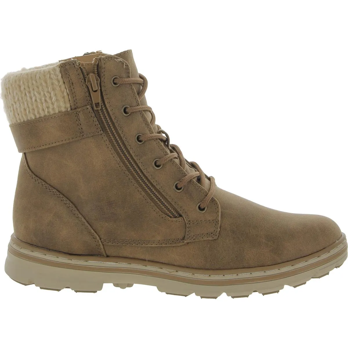 Cliffs by White Mountain Womens Kelsie Zipper Faux Leather Hiking Boots