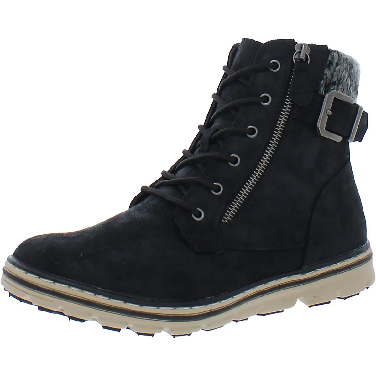 Cliffs by White Mountain Womens Kelsie Zipper Faux Leather Hiking Boots