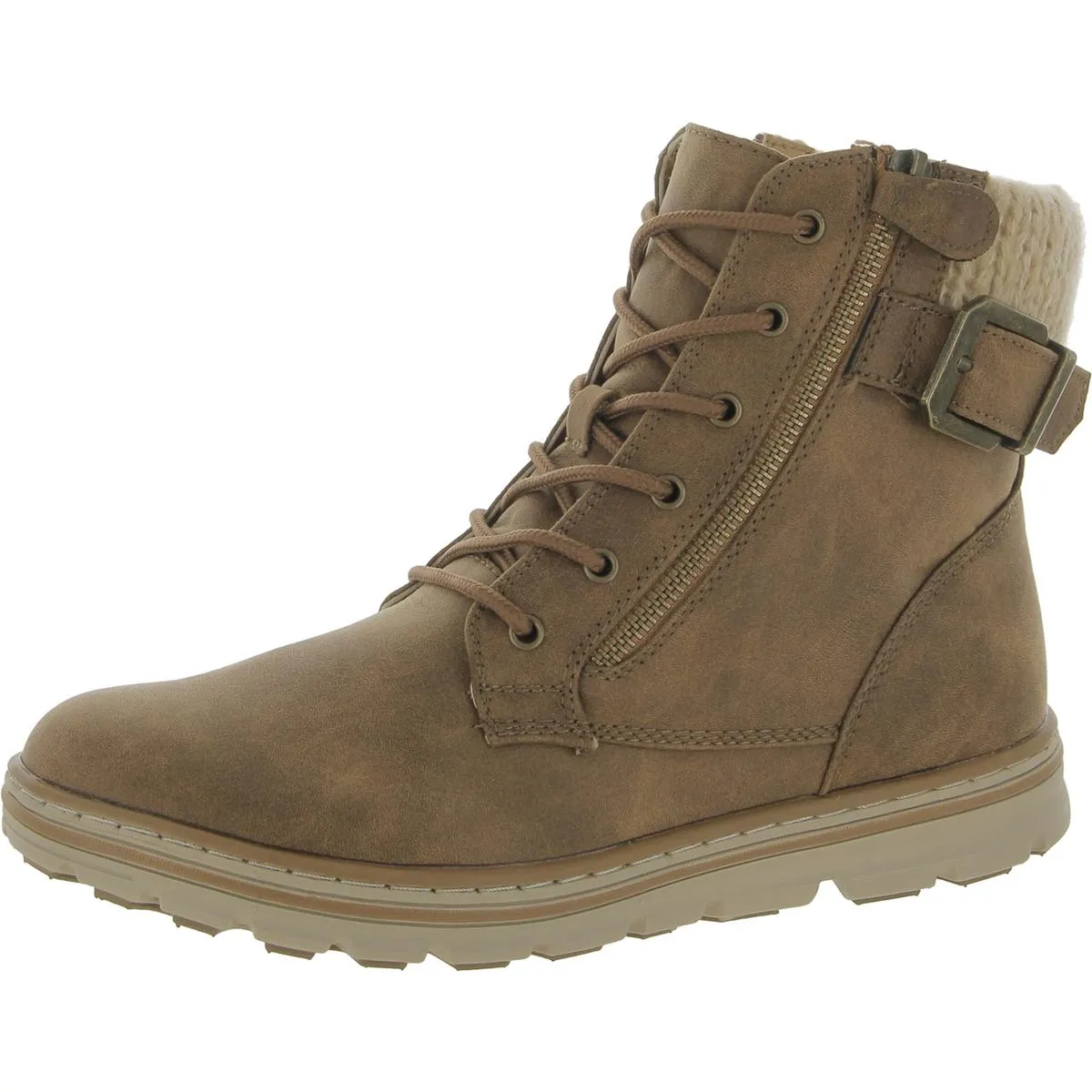 Cliffs by White Mountain Womens Kelsie Zipper Faux Leather Hiking Boots