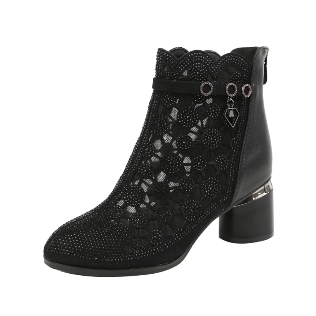 Dianne Women's Mesh Rhinestones Fashion Boots