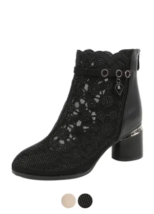 Dianne Women's Mesh Rhinestones Fashion Boots