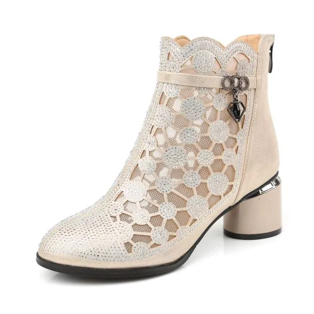 Dianne Women's Mesh Rhinestones Fashion Boots