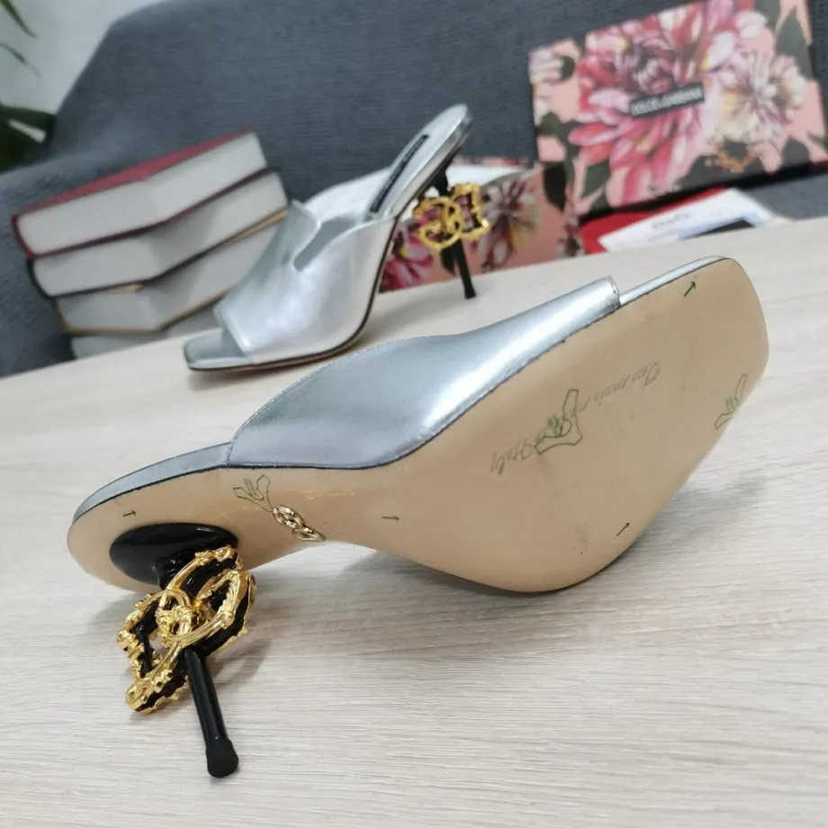 DolGa Lguana-Print Mules Silver For Women DG Shoes