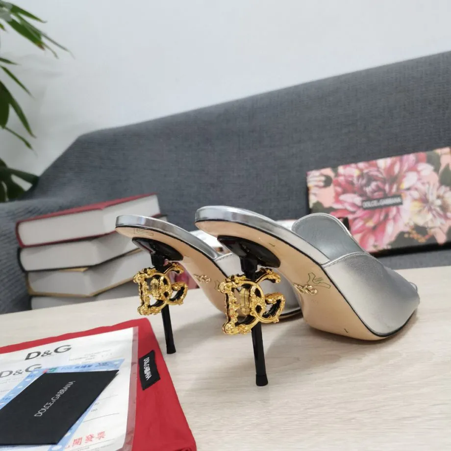 DolGa Lguana-Print Mules Silver For Women DG Shoes