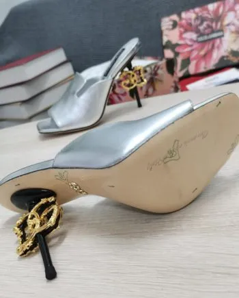 DolGa Lguana-Print Mules Silver For Women DG Shoes