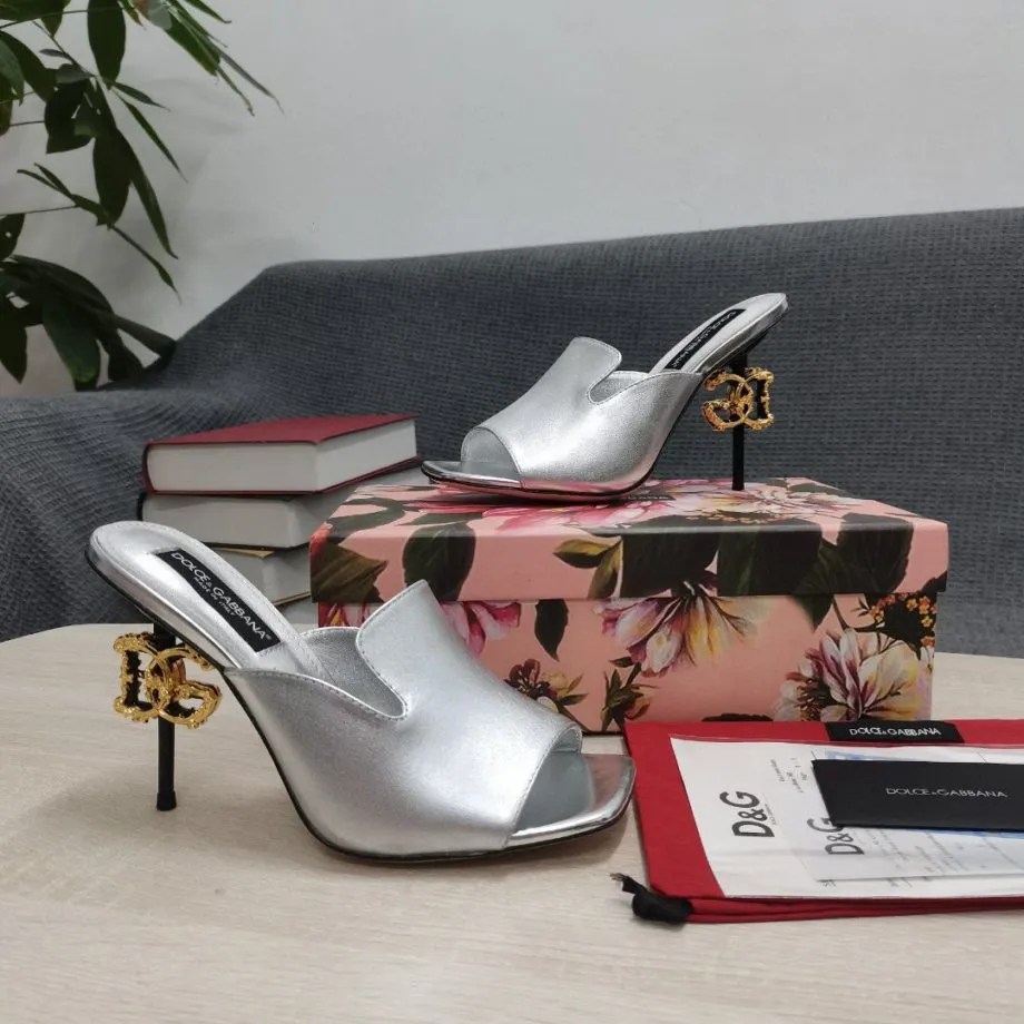 DolGa Lguana-Print Mules Silver For Women DG Shoes