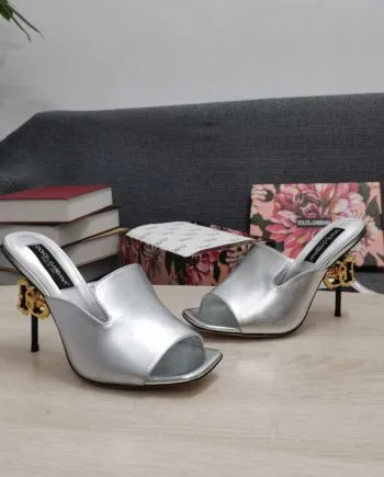 DolGa Lguana-Print Mules Silver For Women DG Shoes