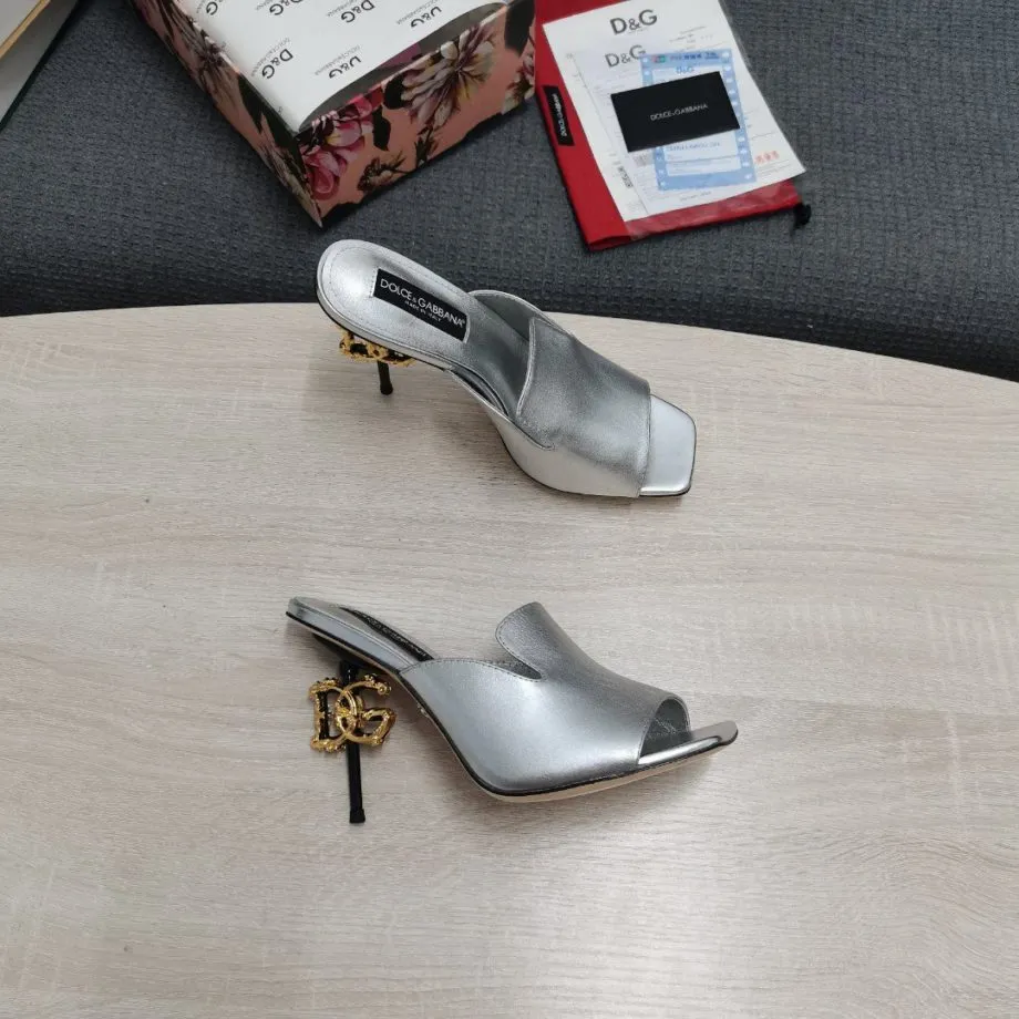 DolGa Lguana-Print Mules Silver For Women DG Shoes