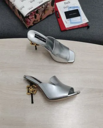 DolGa Lguana-Print Mules Silver For Women DG Shoes