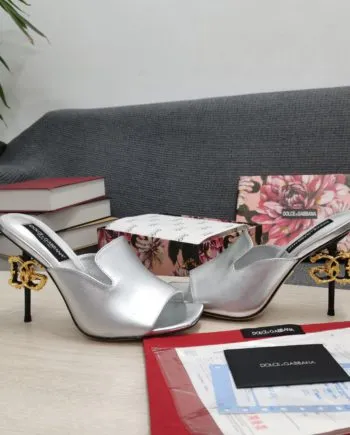 DolGa Lguana-Print Mules Silver For Women DG Shoes