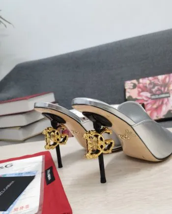 DolGa Lguana-Print Mules Silver For Women DG Shoes
