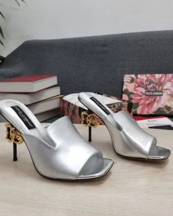 DolGa Lguana-Print Mules Silver For Women DG Shoes