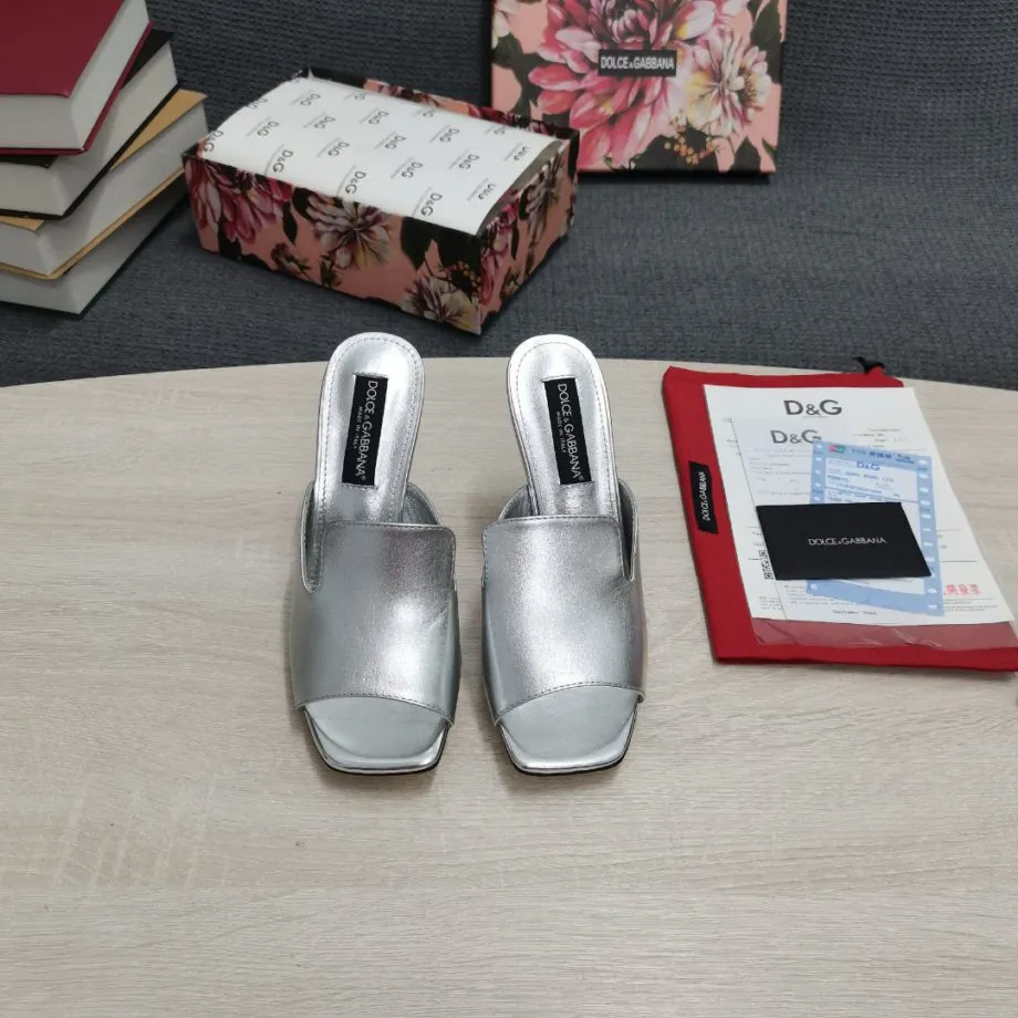 DolGa Lguana-Print Mules Silver For Women DG Shoes