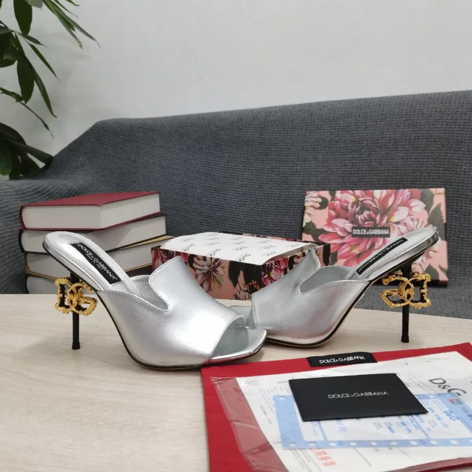 DolGa Lguana-Print Mules Silver For Women DG Shoes