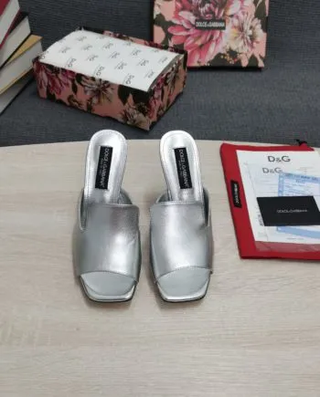 DolGa Lguana-Print Mules Silver For Women DG Shoes