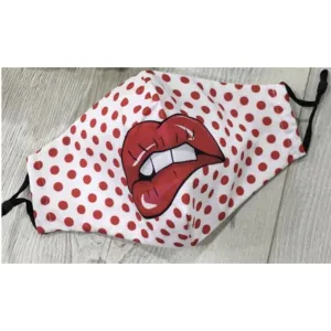 Face mask Washable Polka Dot Ret Lips