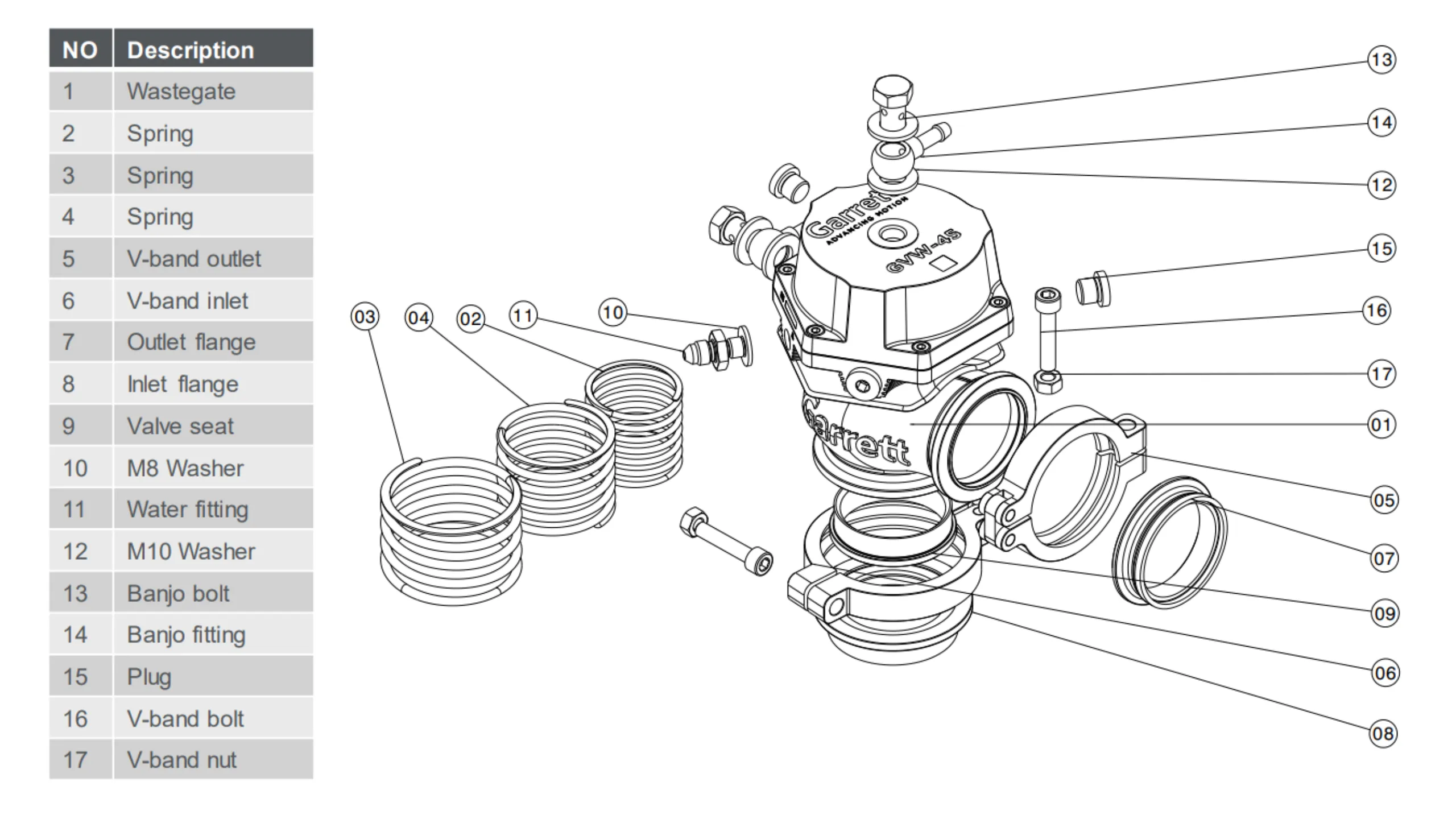 GARRETT 910477-0001 Air Fitting Kit (includes Fitting, Bolt and 2X crush washers) for Wastegate GVW-40