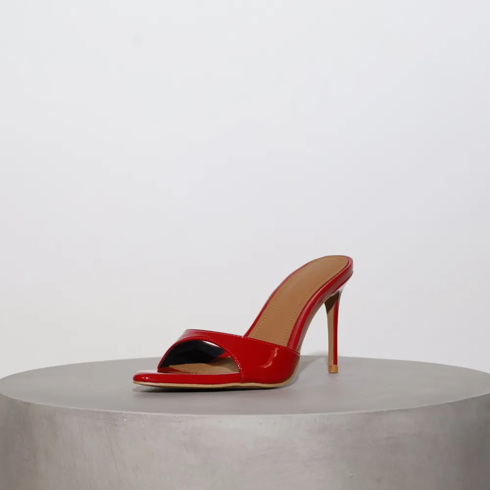 Gia Red Patent Leather Vegan Mules 80 mm