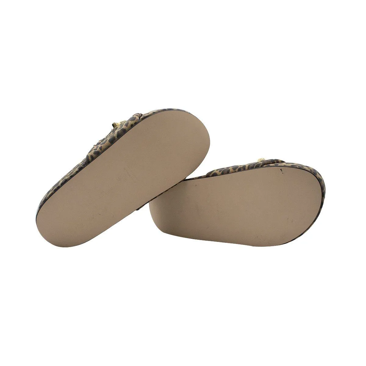 Good American Leopard Platform Sandals Fabric Brown Colour For Women