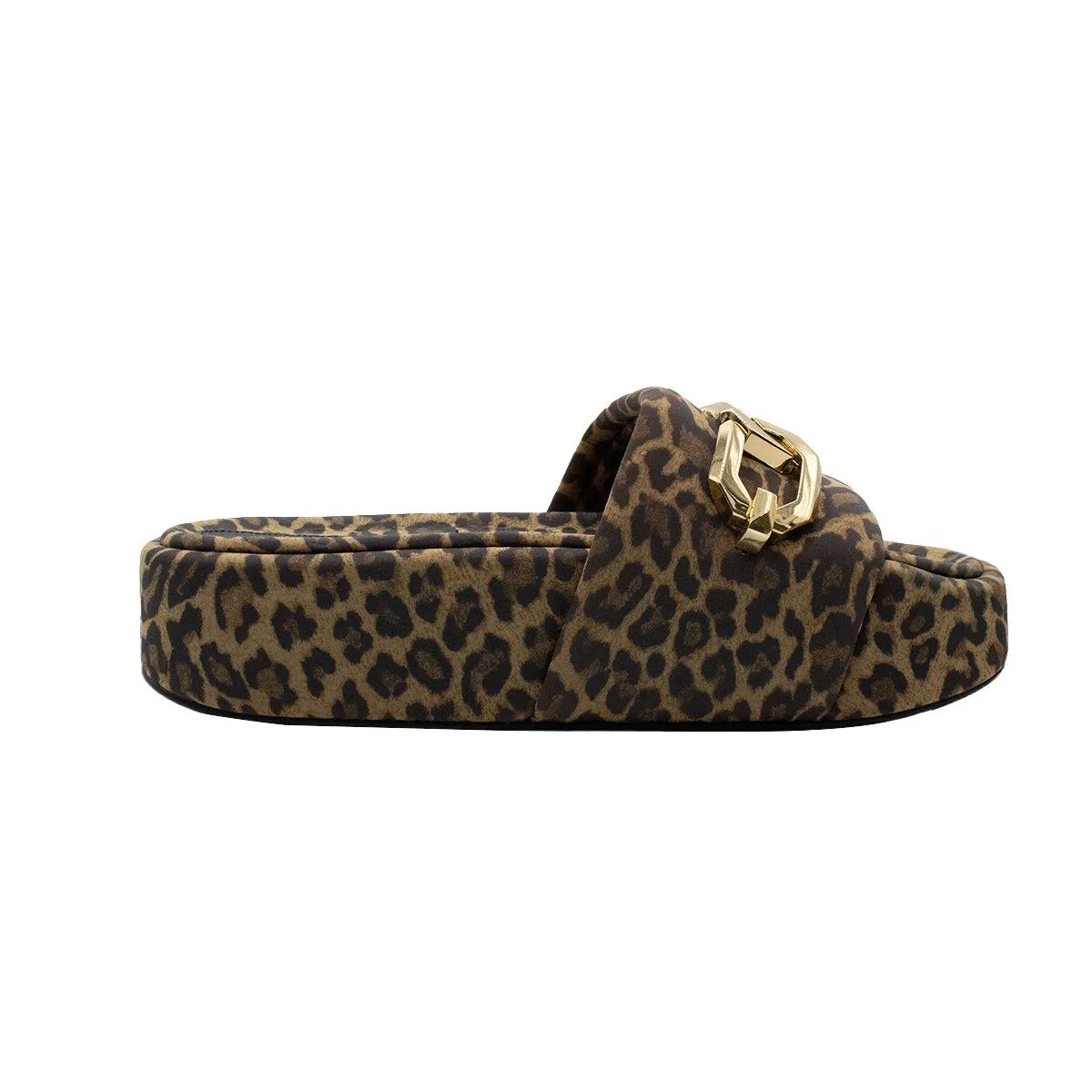 Good American Leopard Platform Sandals Fabric Brown Colour For Women