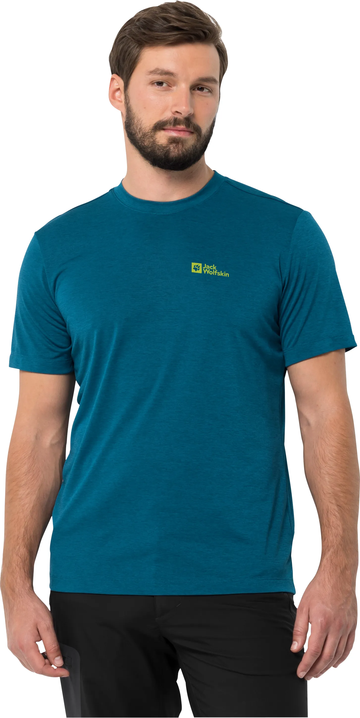 Jack Wolfskin Men&#x27;s Hiking Short Sleeve T-Shirt Blue Daze | Buy Jack Wolfskin Men&#x27;s Hiking Short Sleeve T-Shirt Blue Daze here | Outnorth