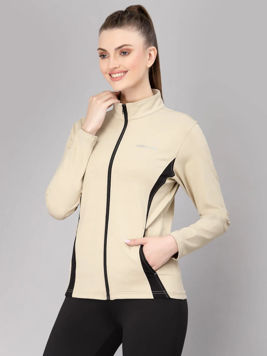 JUMP USA Women Solid Polyester Hiking Jacket