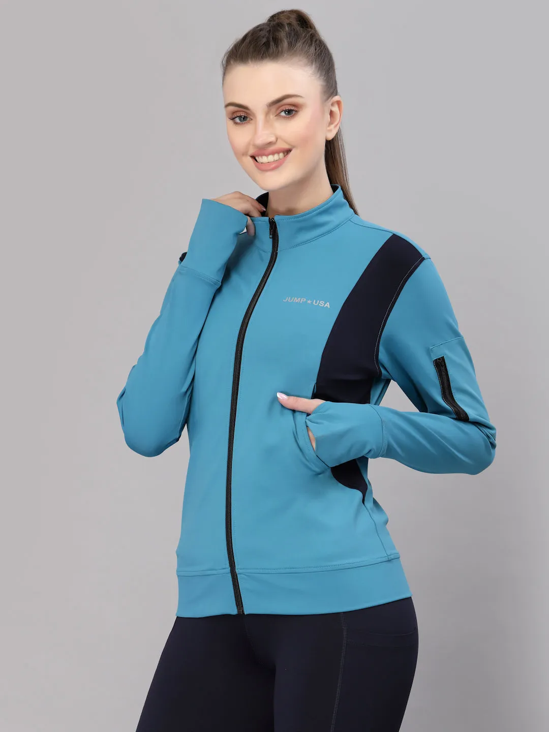JUMP USA Women Solid Polyester Hiking Jacket