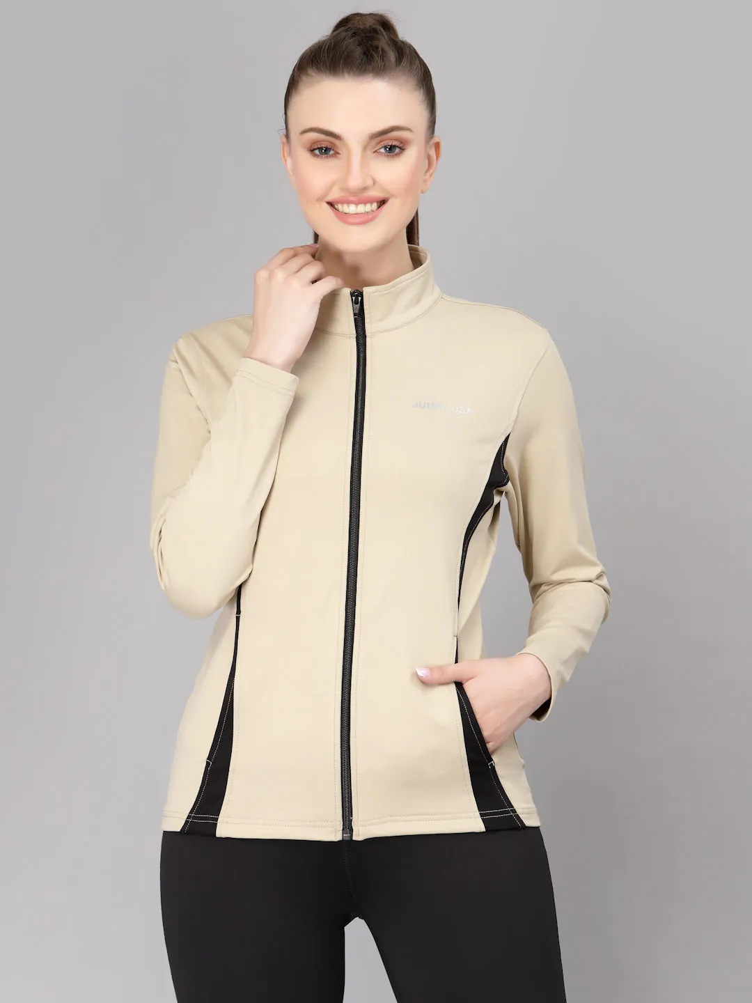 JUMP USA Women Solid Polyester Hiking Jacket